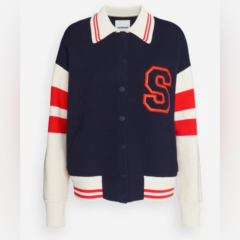 Sandro Ohio S-Patch Varsity Cardigan size 0 EU like 4 US used once